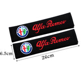 Alfa Romeo seat belt black cover with embroidery Alfa Romeo logo and signaure