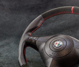 Modified steering wheel Alfa Romeo 147 GT with red stitching leather alcantara 