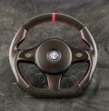 alfa romeo 159 ti brera spider high quality leather alcantara modified steering wheel with red stitching