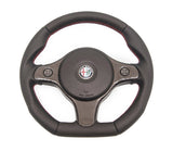 alfa romeo 159 brera spider modified leather steering wheel with red stitching and carbon fiber