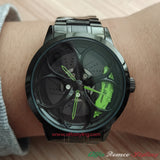 alfa romeo stelvio giulia black stainless steel 3d wheel watch green calipers