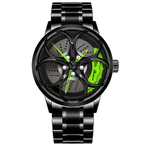 Alfa romeo giulia qv wheel 3d watch green calipers stainless steel quadrifoglio wristwatch orologio