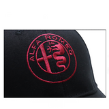 alfa romeo cap black red stitching logo