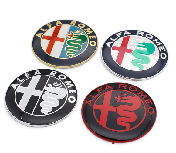 Improve looks of your Alfa Romeo with new high quality Emblem/Logo! 100% Genuine look. Very easy instalation. Supported by variety of Alfa Romeo models. Avaiable in 4 variants. Package includes 2 emblems/logos.  Product specifications:  74mm  Self adhesive  Very easy instalation  Material Type: stainless steel  Package Includes:   2pcs 74mm aluminium sticker  Fitment:  Giulietta, Spider, Brera, 159, Mito, 147, 156, 166, GTV, 4C, and other models with 74mm diameter    
