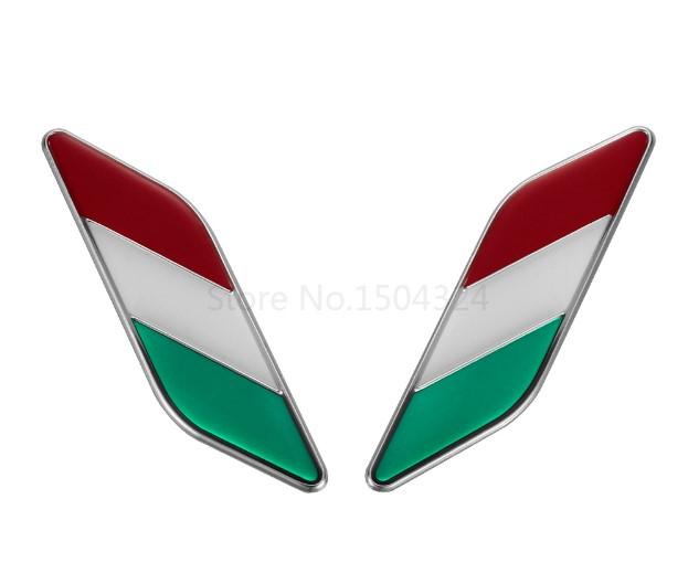 2x Italian Flag 3D Gel Number Plate Badges – Glossy Euro Style For Fiat Alfa