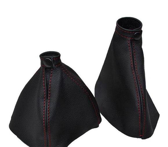 Give your Alfa Romeo GTV 916 interior premium look with high red stitched quality leather replacement parts for your shift and handbrake boots.     Product specification: Material: real leather    Easy instalation      Package includes:    Red stitched real leather shift + handbrake boots