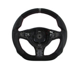 Modified steering wheel for Alfa Romeo 147 156 GT made of high quality leather and alcantara with red stitching and black racing line