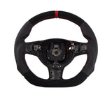 Modified steering wheel for Alfa Romeo 147 GT made of high quality leather and alcantara with red stitching